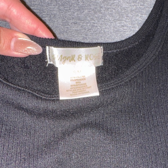 Sugar & Rose- NWOT Black Sleeveless Tank Top with built in bra size S/M - Picture 5 of 11
